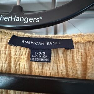 American Eagle Outfitters Gold Smocked Jersey Top